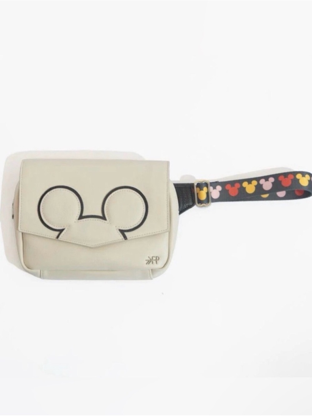 Freshly Picked Cream Baby Bag with Black-Trim Mickey Detail and Multicolor Strap